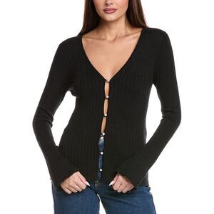 Majestic Filatures Womens Metallic Rib Cardigan, Black